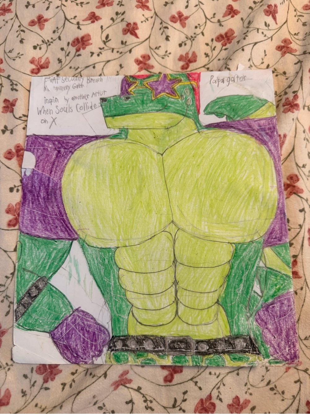 Unbranded Green & Purple Muscular Reptile Character Art Print